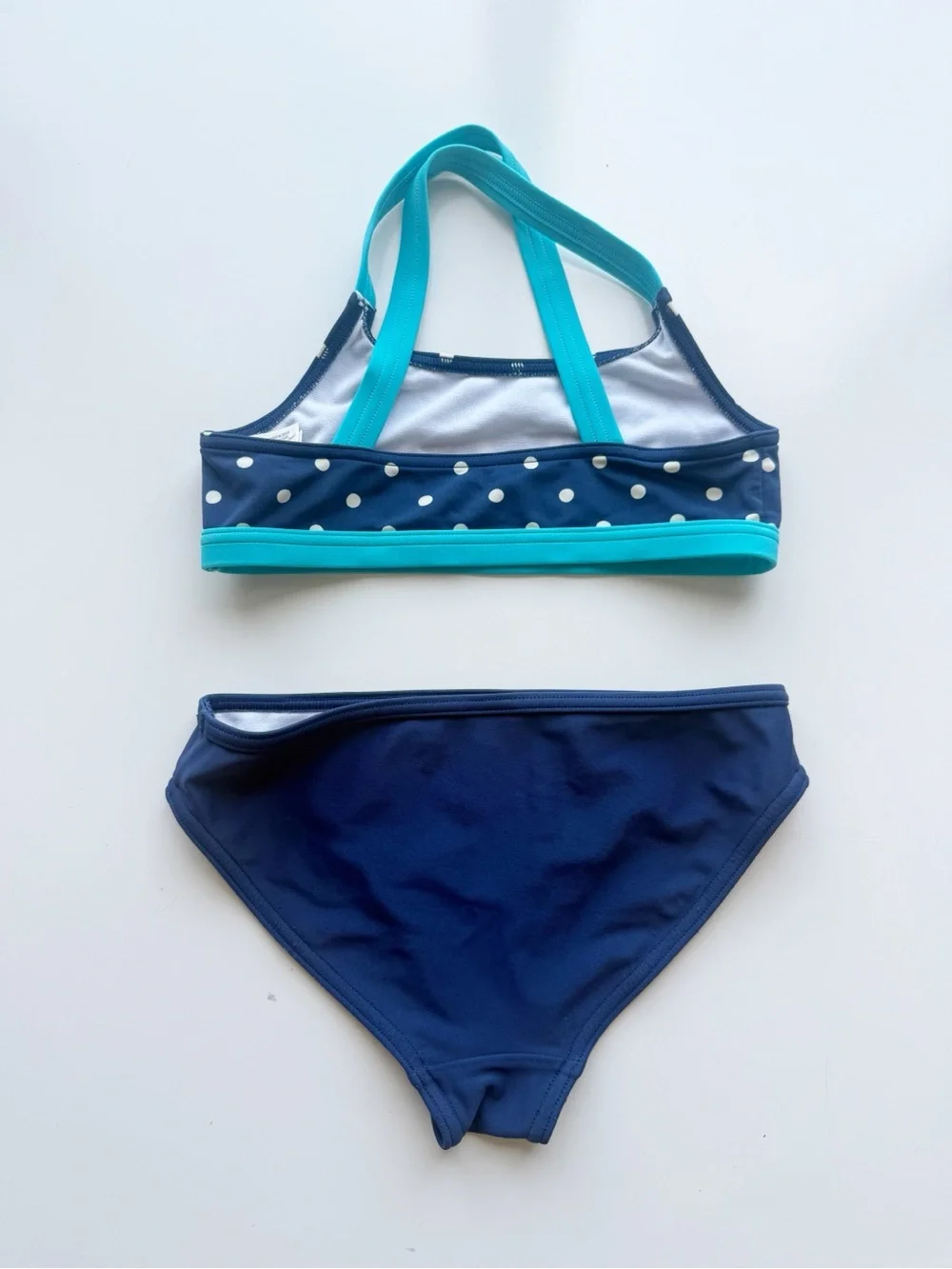 Johnnie B Navy Polka Dot Two Piece Swimsuit Size 6/7